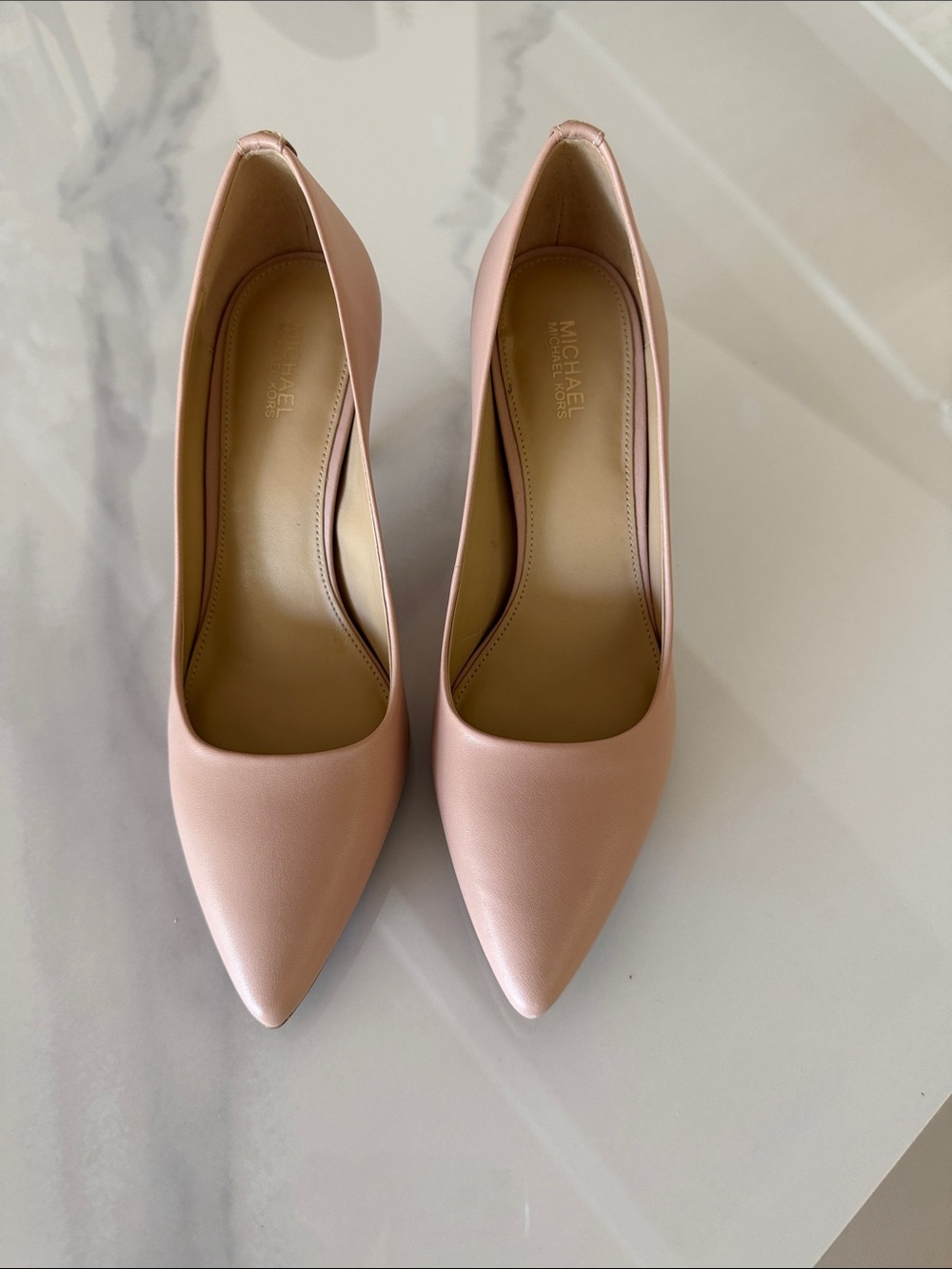 Michael Kors Pale Pink Leather Pointed Pumps